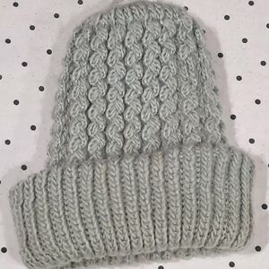 Vintage Women Cable Knit Beanie - Light Gray / Sage - One Size